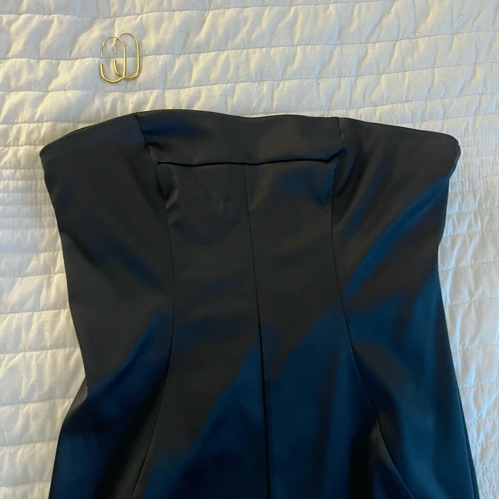 Express Black Strapless Dress with Stitching Detail & Back Zipper